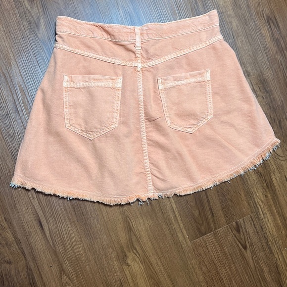 Pilcro Pleated Peach Orange Denim Mini Skirt Raw Hem Women’s Size 8 NWT - Picture 8 of 10